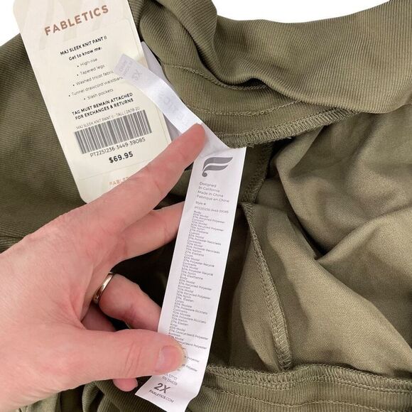 NEW Fabletics Maj Sleek Knit jogger pants II Size 2X olive green - Picture 9 of 9